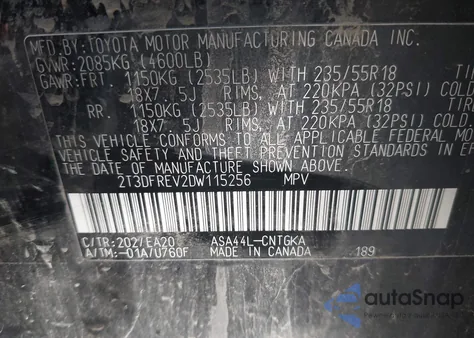 2013 Toyota Rav4 Limited z USA, uszkodzony, nr VIN 2T3DFREV2DW115256